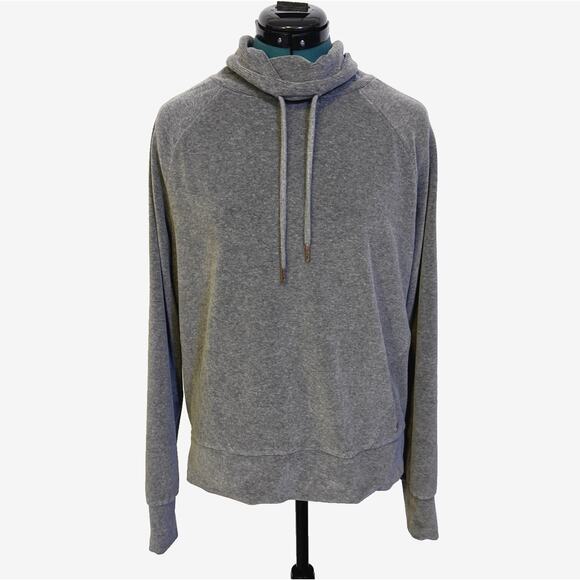 Sweaty Betty Gray Velour Sweatshirt Pullover Funnel Neck Size Medium - Picture 1 of 9